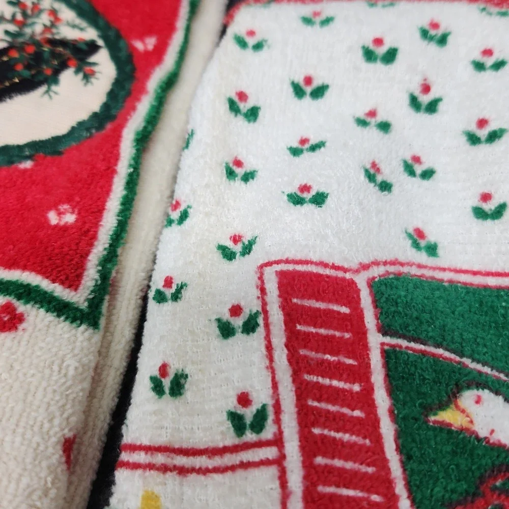 VTG Lot Christmas Country Dish Kitchen Towels Apron Potholder Goose Cottage